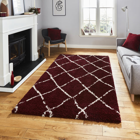 Tapis Berbère traditionnel Rouge shaggy SCANDI BERBER