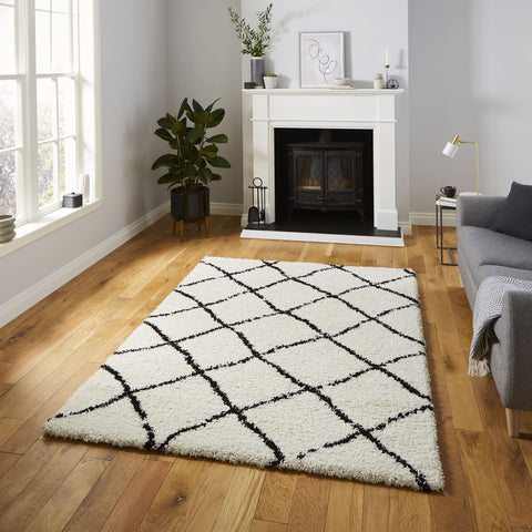 Tapis Berbère traditionnel Blanc shaggy SCANDI BERBER