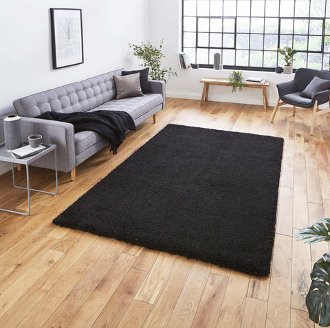 Tapis Shaggy Noir uni intérieur SIERRA