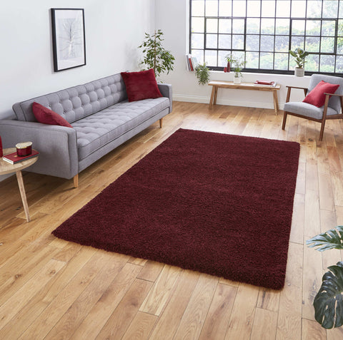 Tapis Shaggy Rouge foncé uni intérieur SIERRA