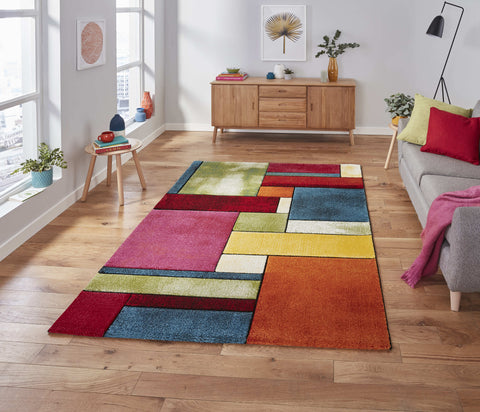 Tapis Graphique multicolore de salon SUNRISE 21821