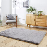 Tapis Gris uni à poils long en polyester SUPER TEDDY