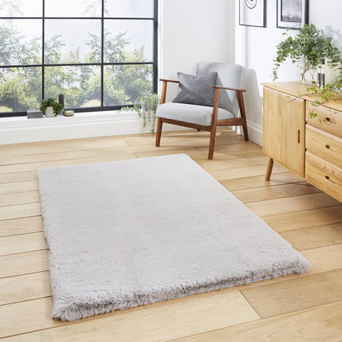 Tapis Shaggy Gris Argenté poils long polyester SUPER TEDDY