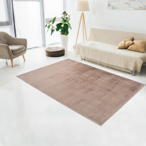 Tapis Beige uni en polyester ultra doux SUPERSOFT