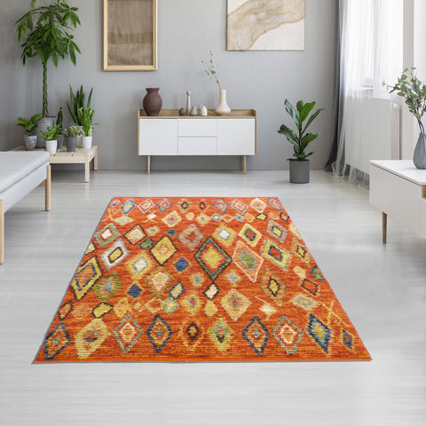 Tapis Berbère Orange en Laine noué main PREMIUM 3
