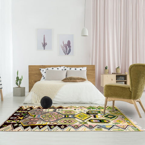 Tapis Berbère en laine multicolore noué main AZILAL
