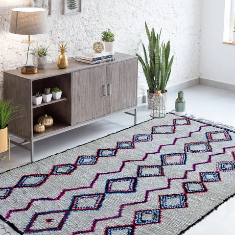 Tapis Berbère multicolore en laine noué main AZILAL