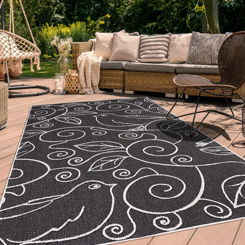 Tapis Extérieur réversible Noir Fresque NAIFA