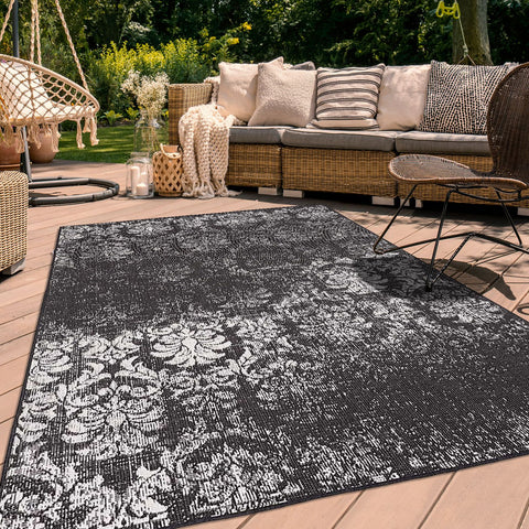 Tapis Extérieur réversible Noir Vintage NOYA