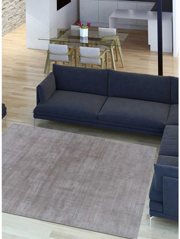 Tapis Gris Uni en polyester fait main NEO