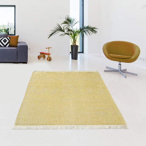 Tapis Jaune Uni en laine tissé main kilim CRAFT