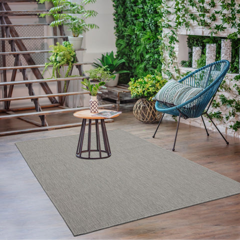 Tapis Kilim d'extérieur gris uni GEORGIA