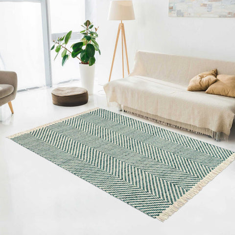 Tapis Kilim vert en laine tissé main haute qualité TWILL