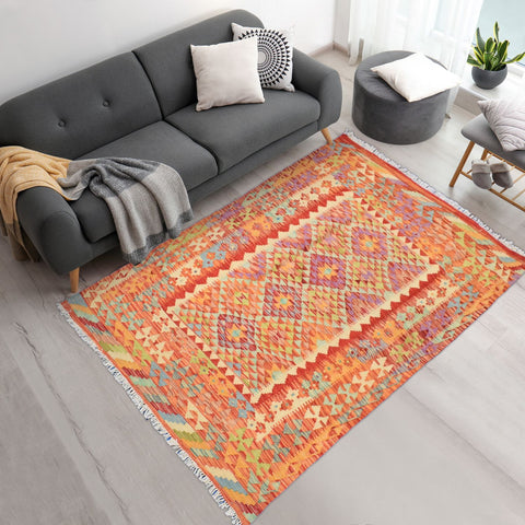 Tapis Multicolore Ethnique en laine kilim PESHAWAR