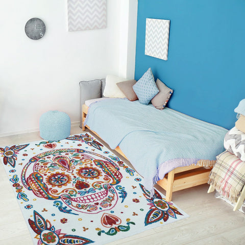 Tapis Multicolore tete de mort vintage SKULL