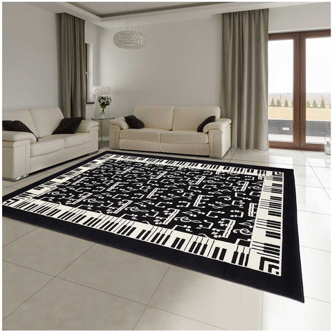 Tapis Noir Design Musical MELOMANIA