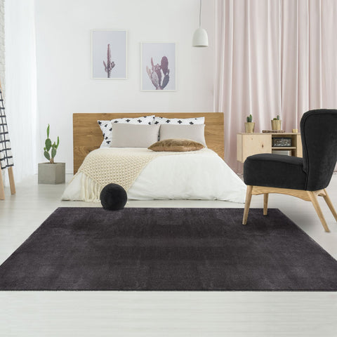 Tapis de chambre Noir uni moderne Oeko Tex LOFTUNI