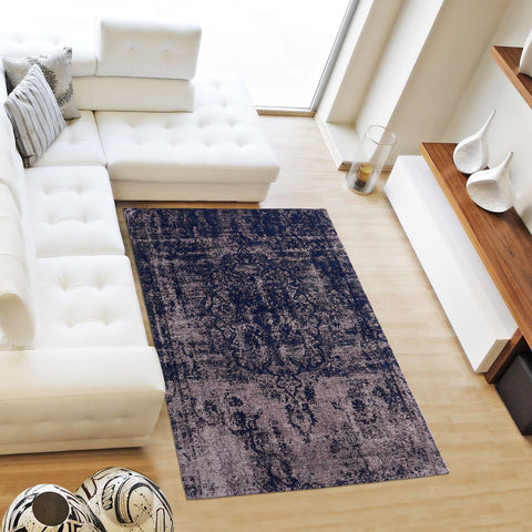 Tapis Rétro-Vintage Bleu kilim fait main MEDAILLON