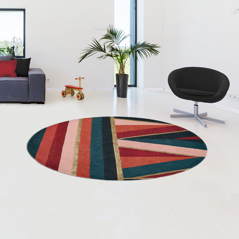 Tapis Rond Multicolore en Laine tufté main Moderne SAHARA