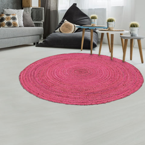 Tapis Rond Rose kilim tissé main en Jute JT SUNNY DAY