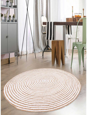 Tapis Rond en Jute Blanc kilim tissé main SPIRALTRY