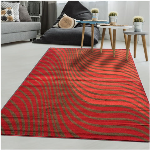 Tapis Rouge Graphique ONDULA