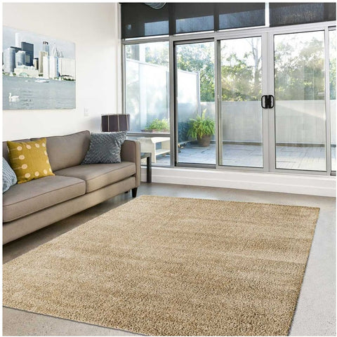 Tapis Shaggy Beige Uni premium SILKY TOUCH