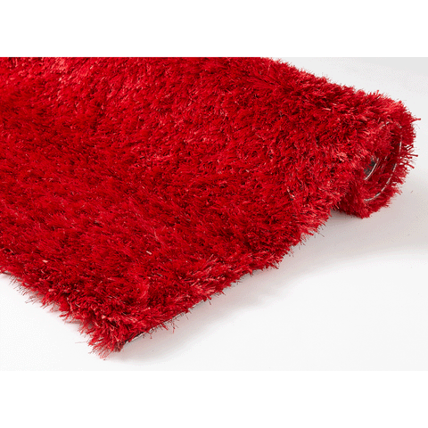 Tapis Shaggy Uni Rouge poils longs MALAIDORY