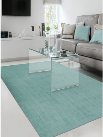 Tapis Vert Uni en polyester fait main NEO