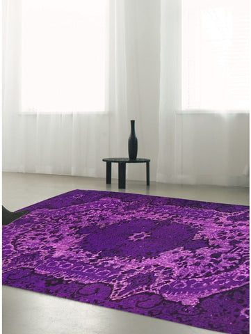 Tapis Violet Rétro-Vintage en Laine noué main OYMALI lilas