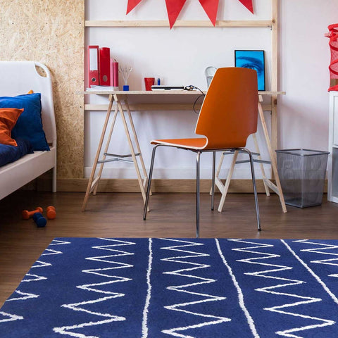 Tapis de Chambre Berbère Bleu en Coton BERBER SPIRIT