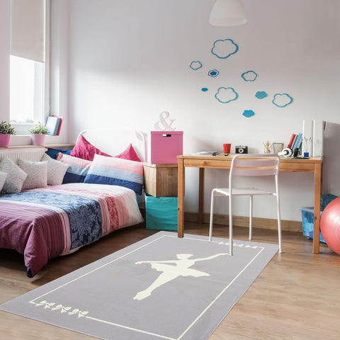 Tapis de Chambre Gris pour Fille AF DANSEUSE