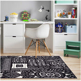 Tapis de Chambre Noir Graphique BC MOTIF