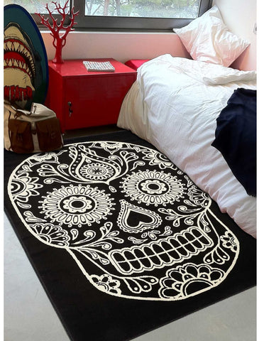 Tapis de Chambre Noir MEXICAN SKULL