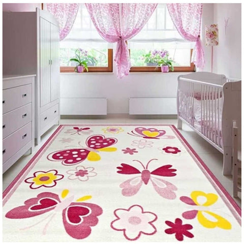 Tapis de Chambre Rose pour Enfant PAPILLON