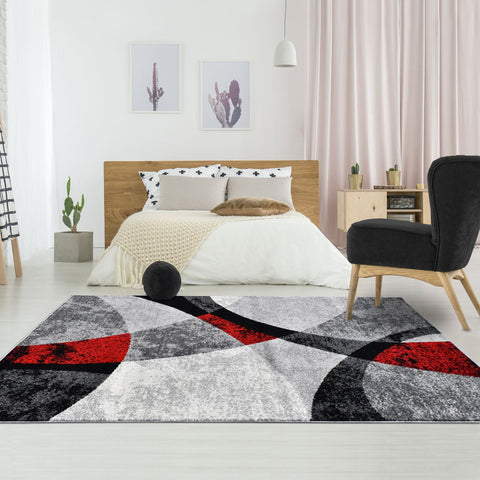 Tapis de Chambre Rouge design moderne RADULE