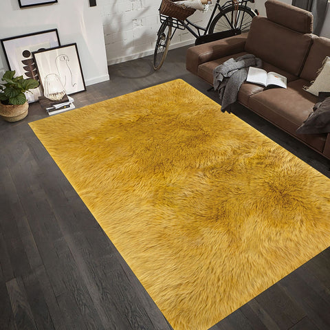 Tapis de Chambre Shaggy jaune en acrylique PRESTIGE