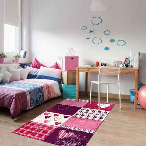 Tapis de Chambre Violet pour Enfant BAMBINO COEUR