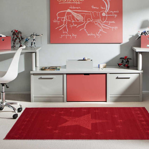 Tapis de Chambre rouge motif étoile START