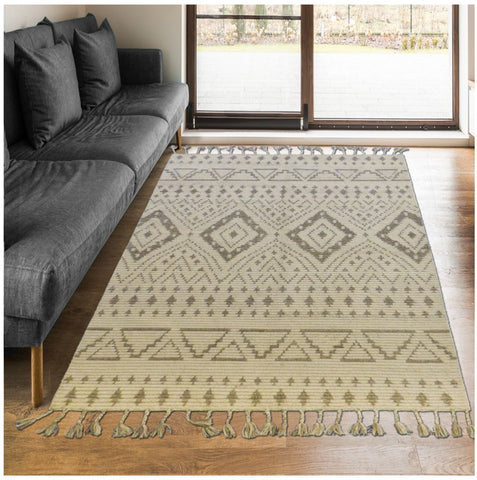 Tapis de Salon Berbère Beige en Laine PREMIUM