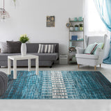 Tapis de Salon Bleu Moderne GEOFLOU