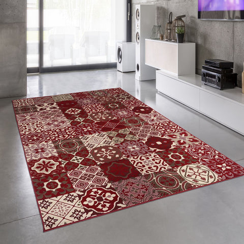 Tapis de Salon Graphique rouge BC FAIAN