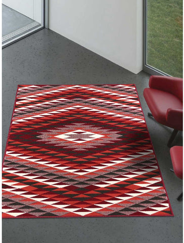 Tapis de Salon Rouge Graphique APACHE