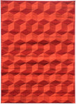 Tapis de Salon Rouge design cubiques CUBIKA | Royaume du Tapis