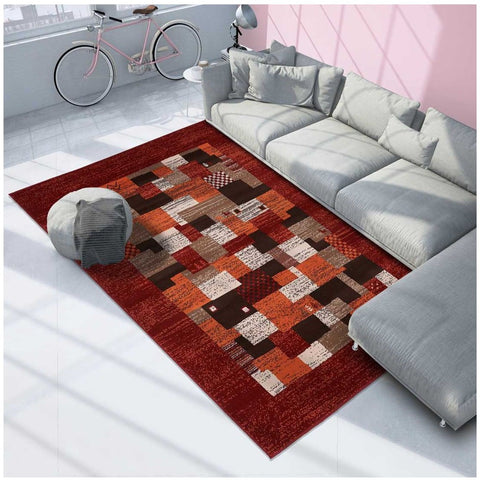 Tapis de Salon Rouge style Oriental TETRA