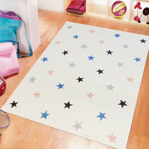 Tapis de chambre pour enfant blanc étoiles NIGHTSKY