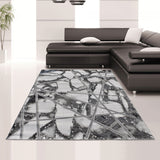 Tapis de salon Design gris effet marbre ABRU