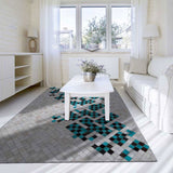 Tapis en Cuir motif turquoise kilim DIMEDE