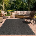 Tapis intérieur extérieur noir uni kilim SUNSAU