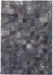 Tapis motif Floral en cuir Bleu foncé LUBO | Royaume du Tapis
